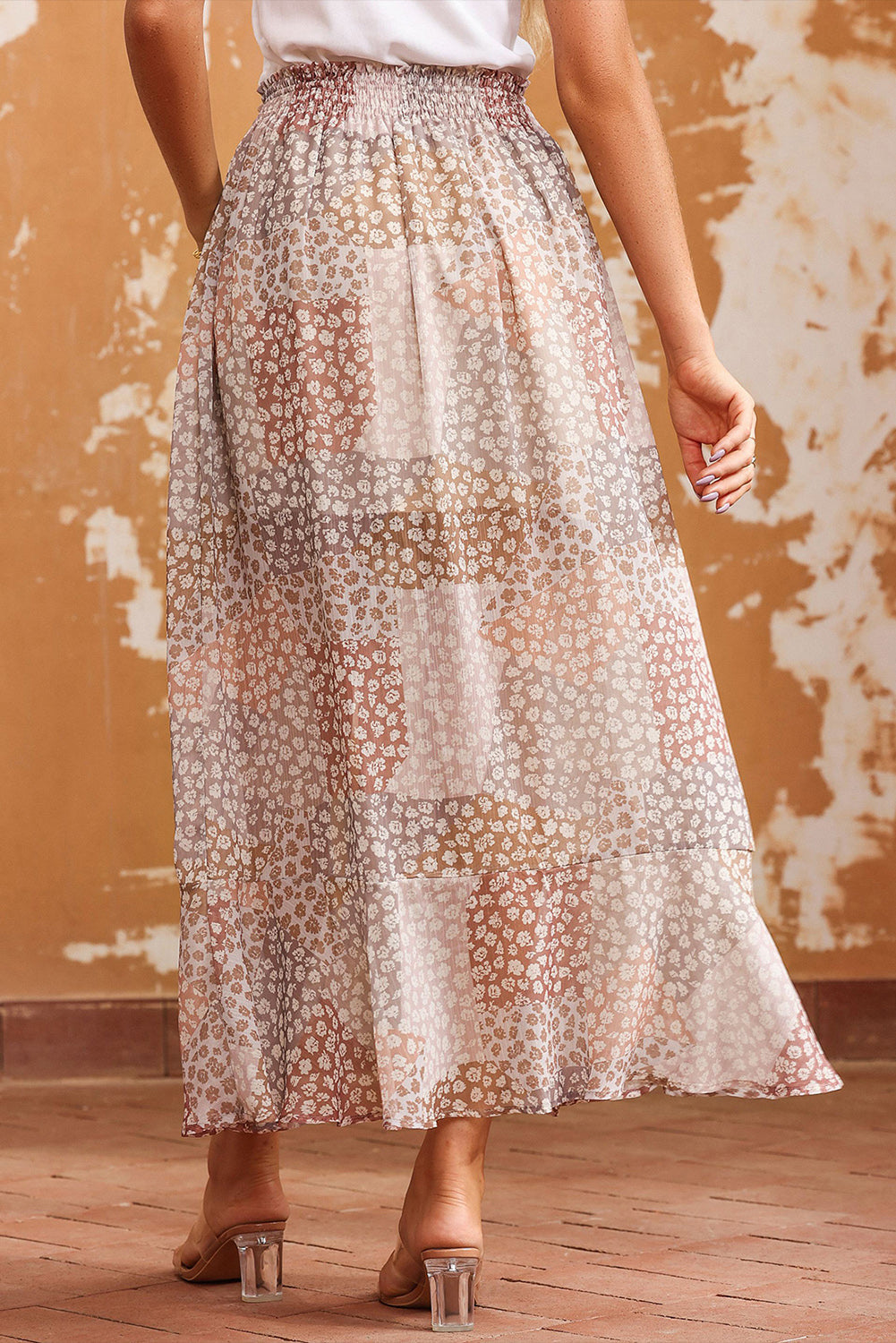 Floral Slit Skirt with Buttoned Front for a Refined Boho Look