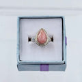 Sterling Silver Bezeled TeardropRhodochrosite Ring - Size 5 - Loving, Compassionate & Healing